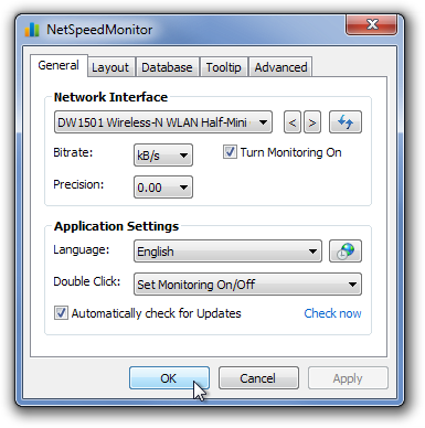 การกำหนดค่า NetSpeedMonitor