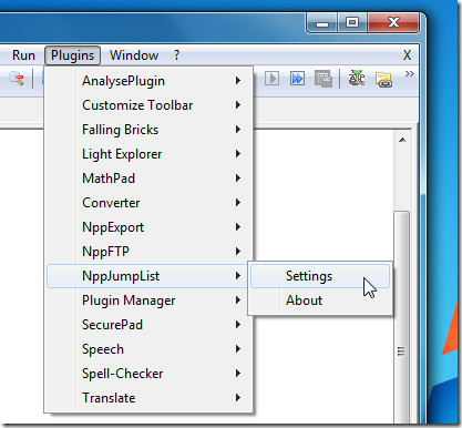 Configuración de NPP Jumplist