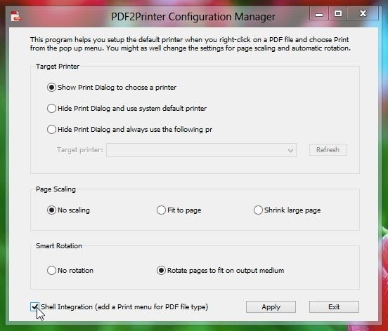 PDF2Printer कॉन्फ़िगरेशन प्रबंधक