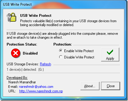 Protection en écriture USB