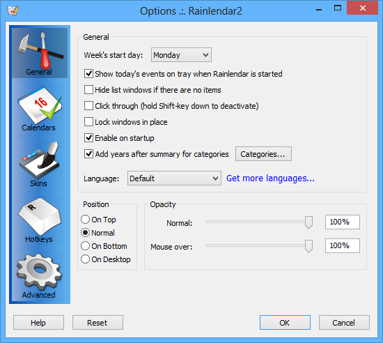 Rainlendar_Options Rainlendar_Options
