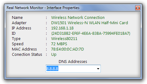 Real Network Monitor - Interface-eigenschappen