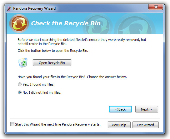 Pandora Recovery Wizard 1