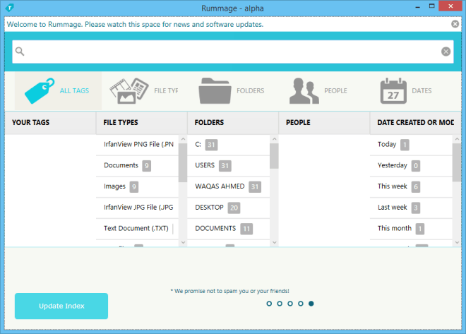 Rummage 메인 UI