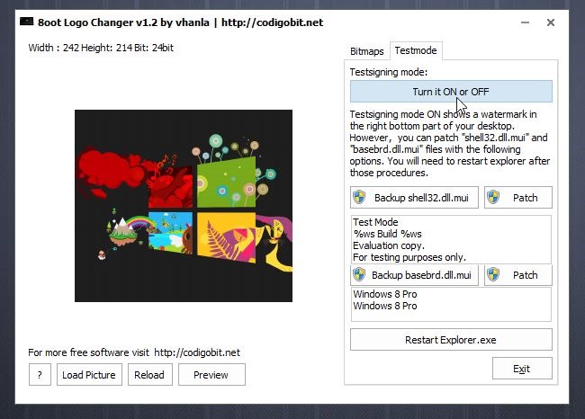 „8oot Logo Changer_Testing“ režimas