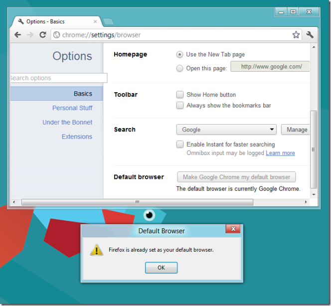 navigateurs par défaut Firefox et Chrome navigateurs par défaut Firefox et Chrome