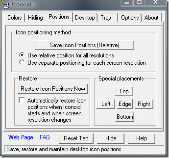 iconoid pozíciók ikon screenshot