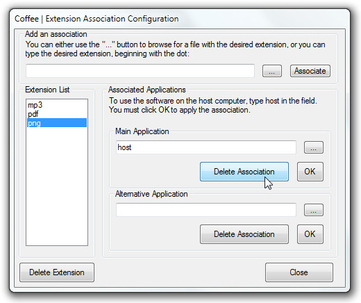 Configuración de la Asociación de Extensión de Café