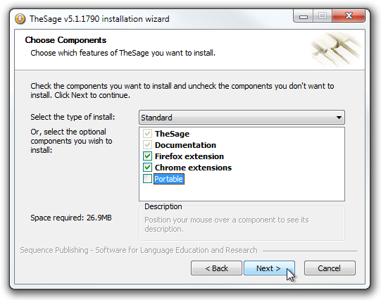 Assistant d'installation de TheSage v5.1.1790