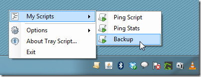 configura lo script del vassoio