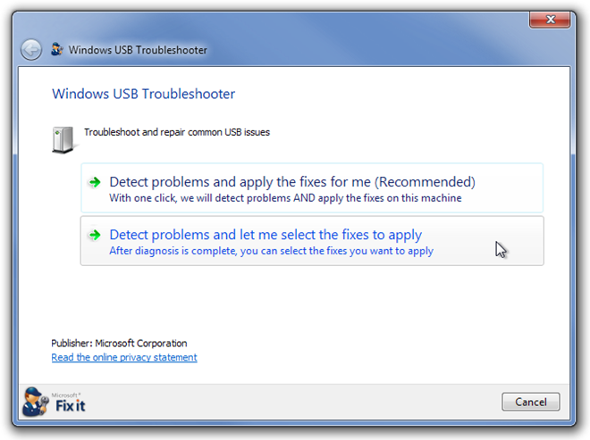 Windows USB-probleemoplosser