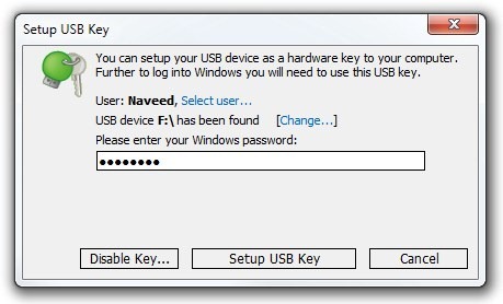 Κλειδί USB Rohos Σύνδεση Key_Setup