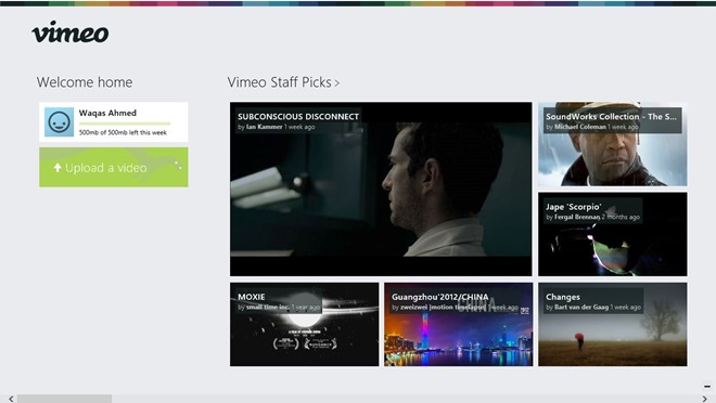 Vimeo voor Windows 8