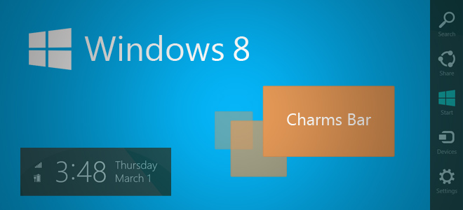 ที่ใช้ Windows 8 Charms บาร์