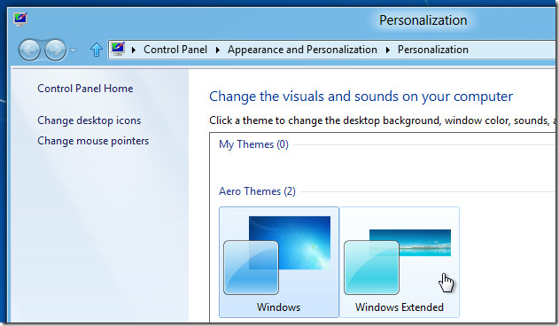 विंडोज 8 विस्तारित डेस्कटॉप थीम