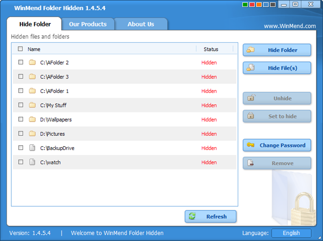 Ο φάκελος WinMend κρυφό 1.4.5.4