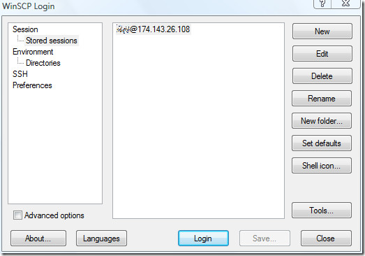 WinSCP-login